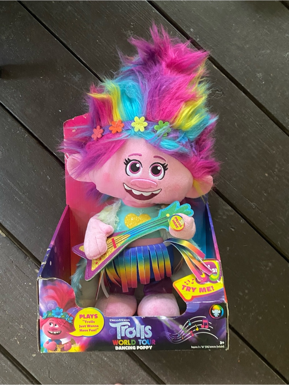DreamWorks Poppy Plush with Rainbow Hair and Guitar